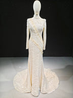 Lace Pearl Mandarin Gown by ZAPDRESS