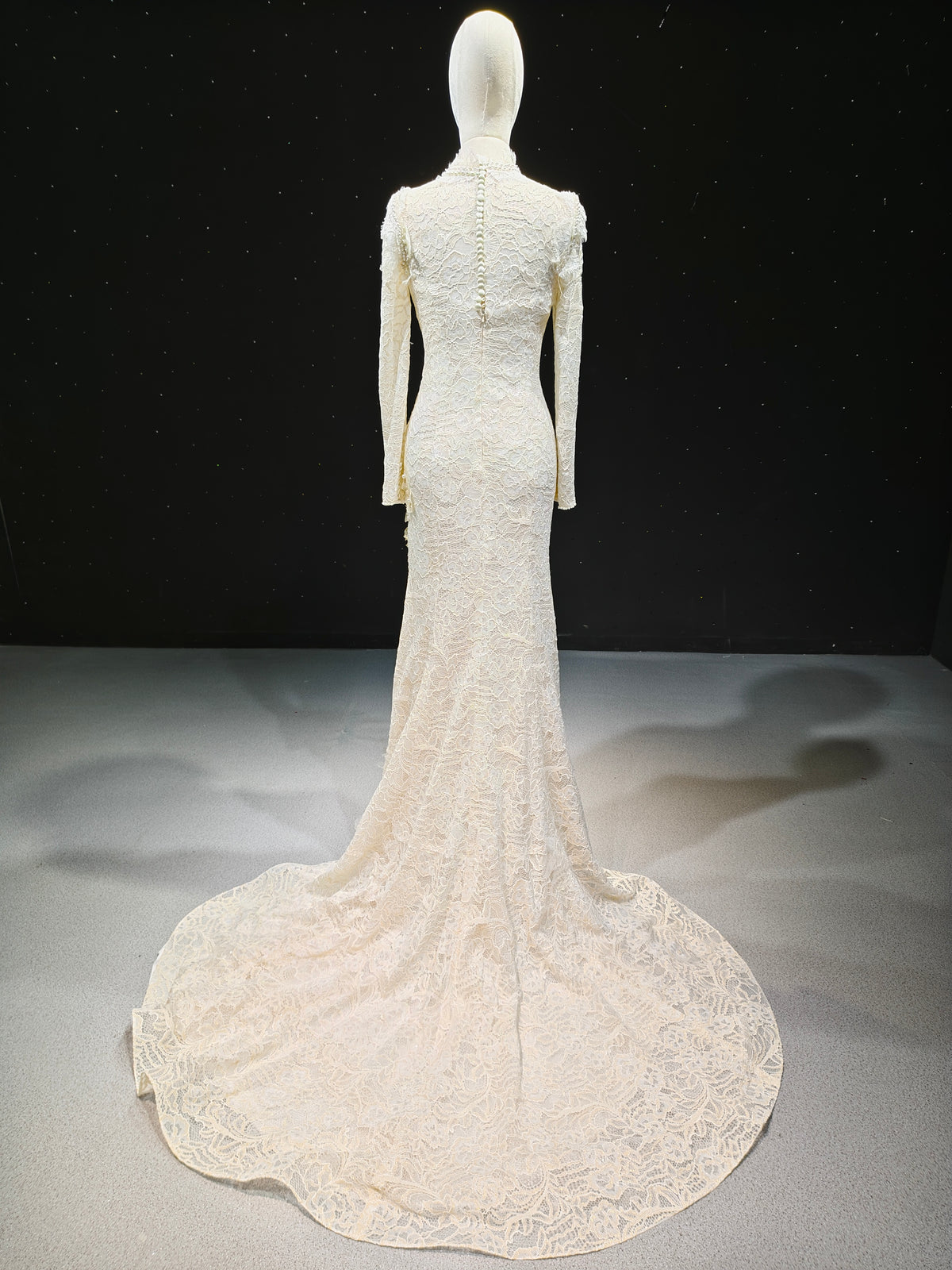 Lace Pearl Mandarin Gown by ZAPDRESS