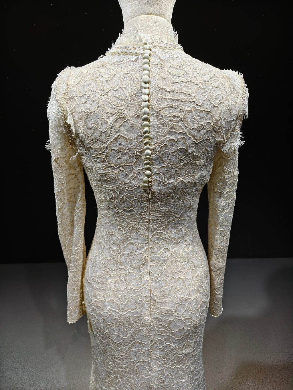 Lace Pearl Mandarin Gown by ZAPDRESS