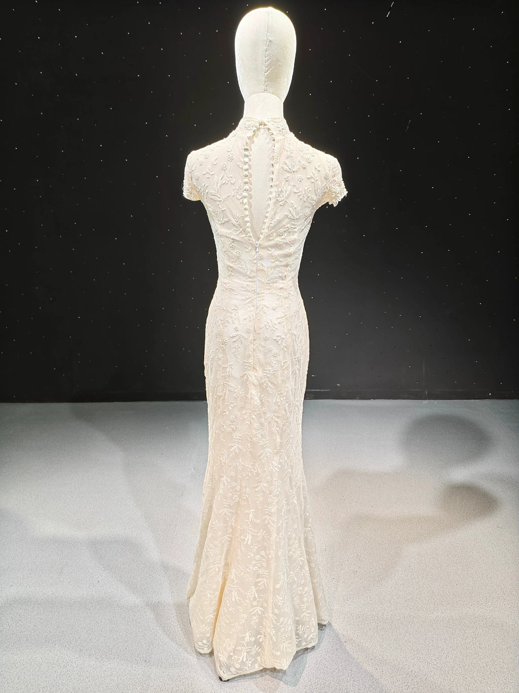Pearl Lace Qipao Mermaid Gown by ZAPDRESS