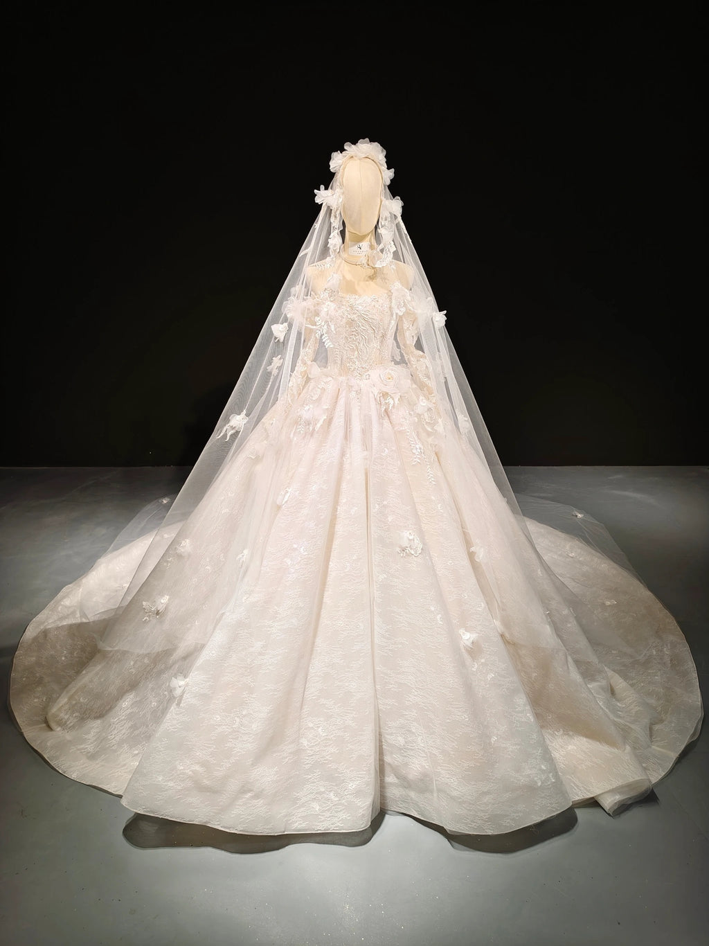 Lace Blossom Cloud Veil Gown by ZAPDRESS