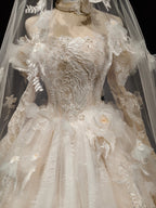 Lace Blossom Cloud Veil Gown by ZAPDRESS