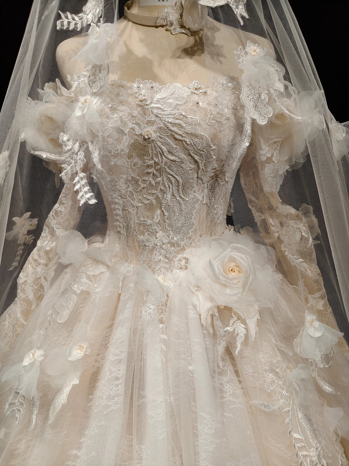 Lace Blossom Cloud Veil Gown by ZAPDRESS