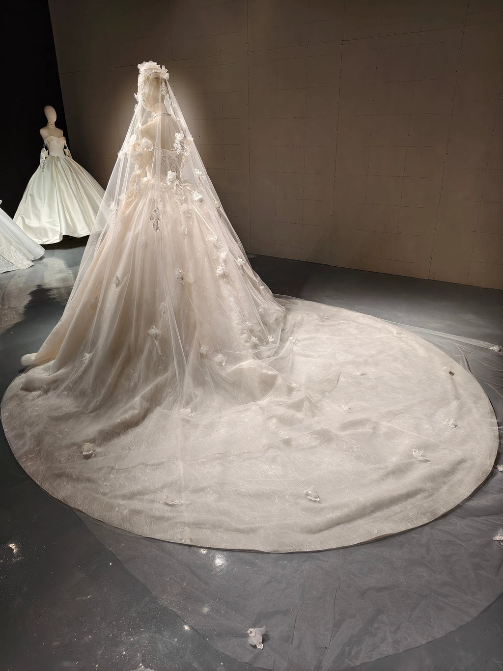 Lace Blossom Cloud Veil Gown by ZAPDRESS