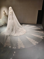 Cascade Bead Tulle Train Gown by ZAPDRESS