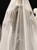 Cascade Bead Tulle Train Gown by ZAPDRESS