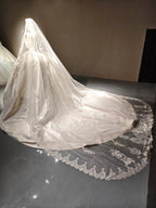 Satin Lace Veil Regal Ballgown by ZAPDRESS