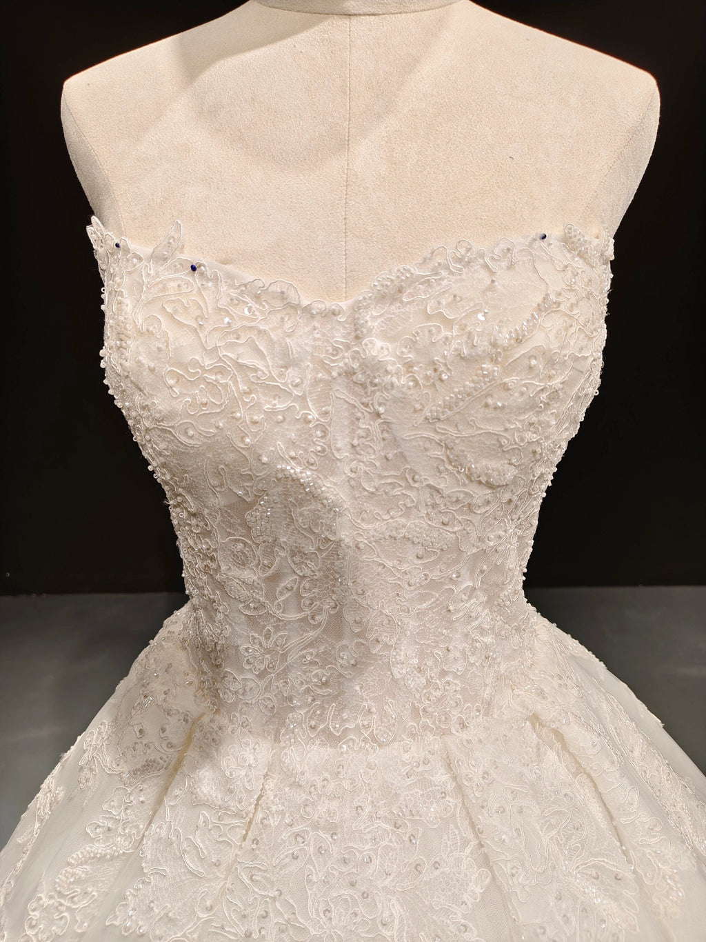 Lace Pearl Strapless Ballgown by ZAPDRESS