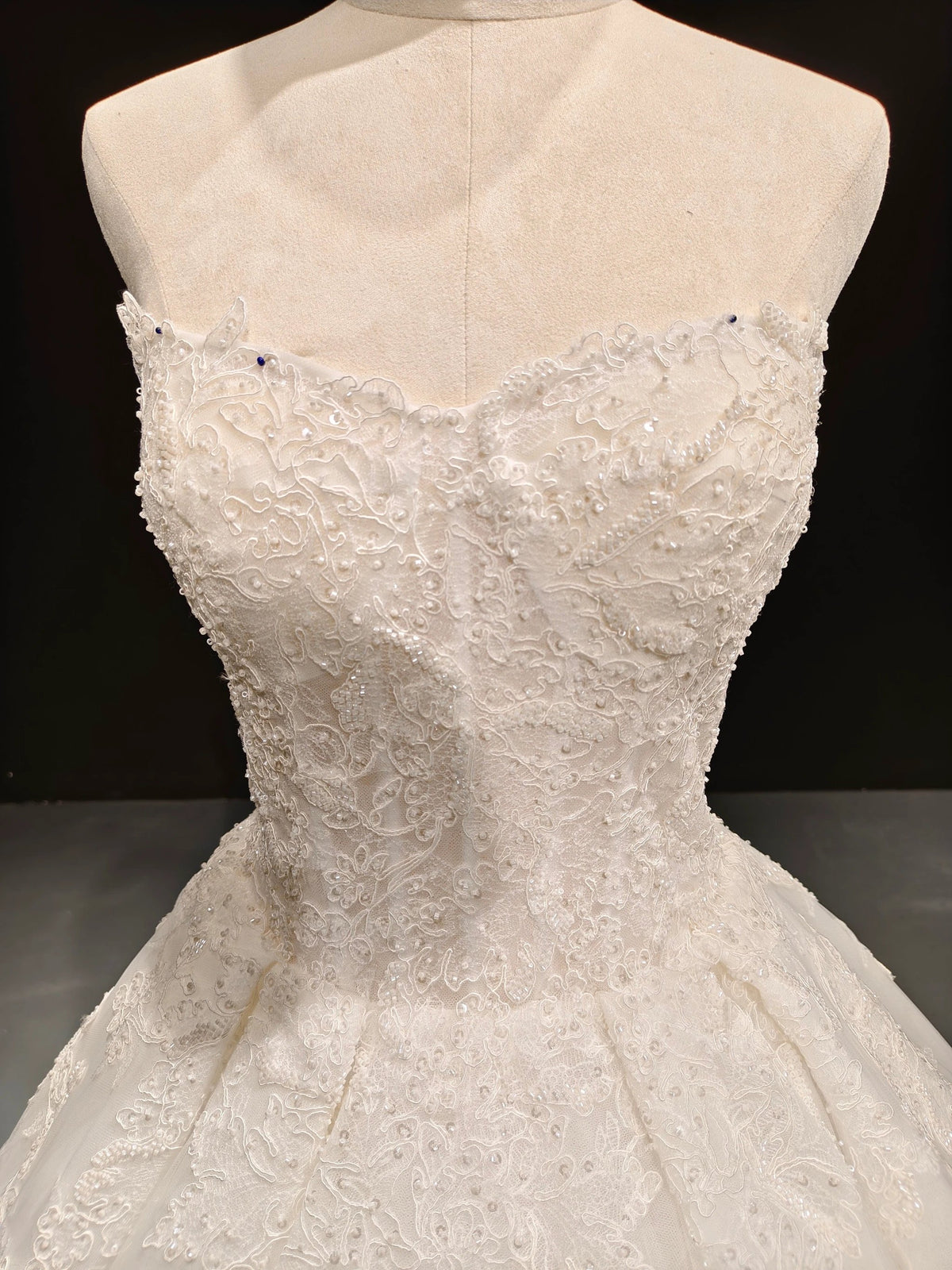 Lace Pearl Strapless Ballgown by ZAPDRESS