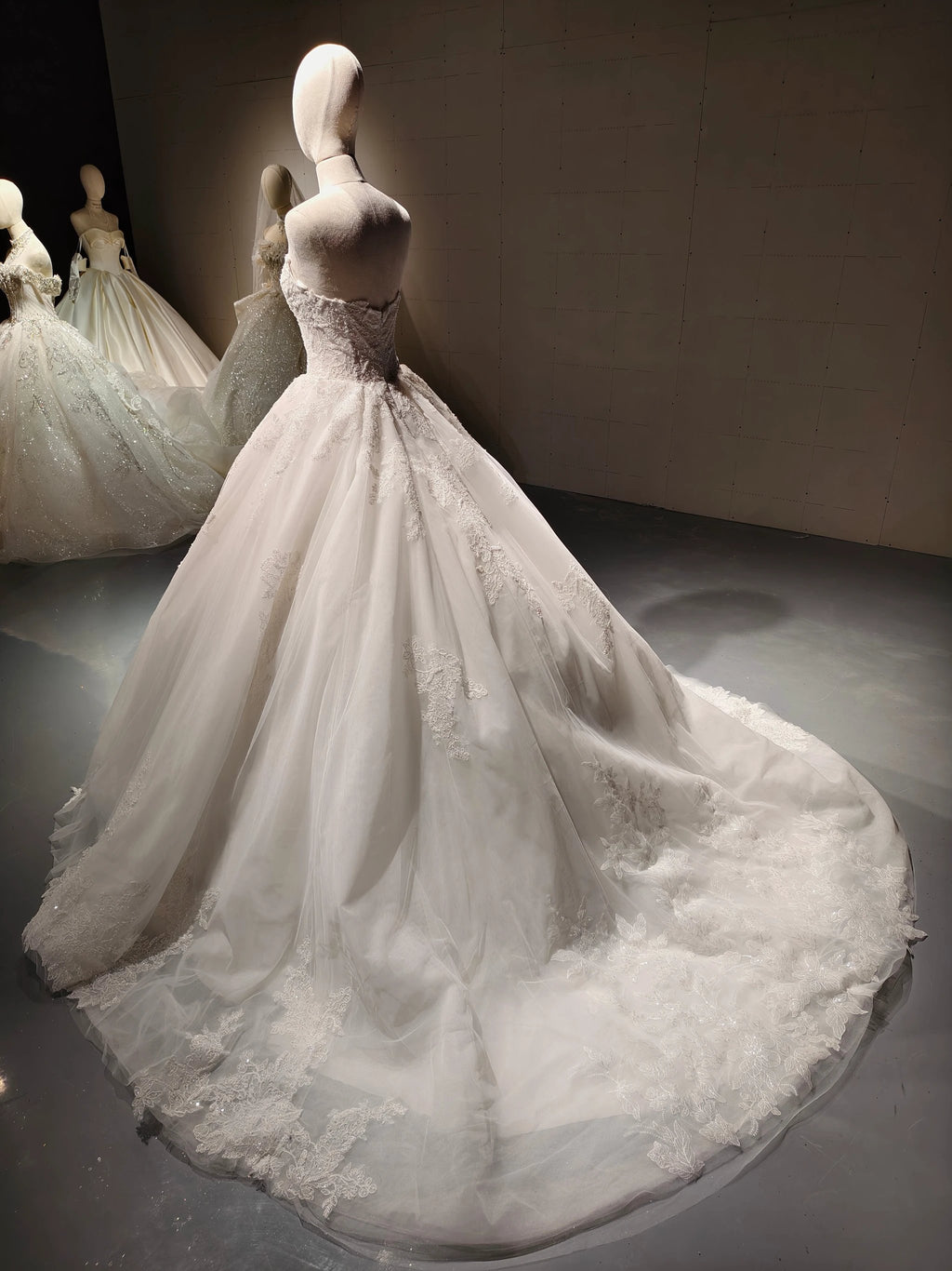 Lace Pearl Strapless Ballgown by ZAPDRESS