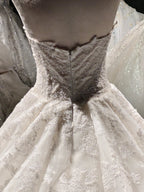 Lace Pearl Strapless Ballgown by ZAPDRESS