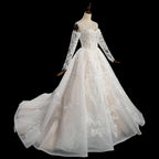 Elegant Ivory Strapless Corset Lace Tulle Bridal Gown Wedding Dress with Long Detachable Sleeves SW703