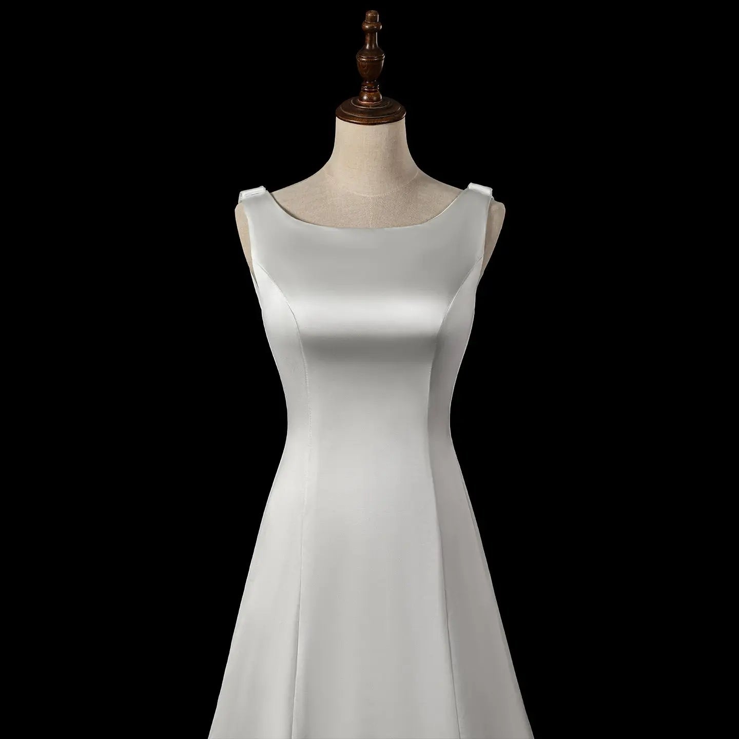 Romantic White Sleeveless Satin Wedding Dress with Low Back SW719