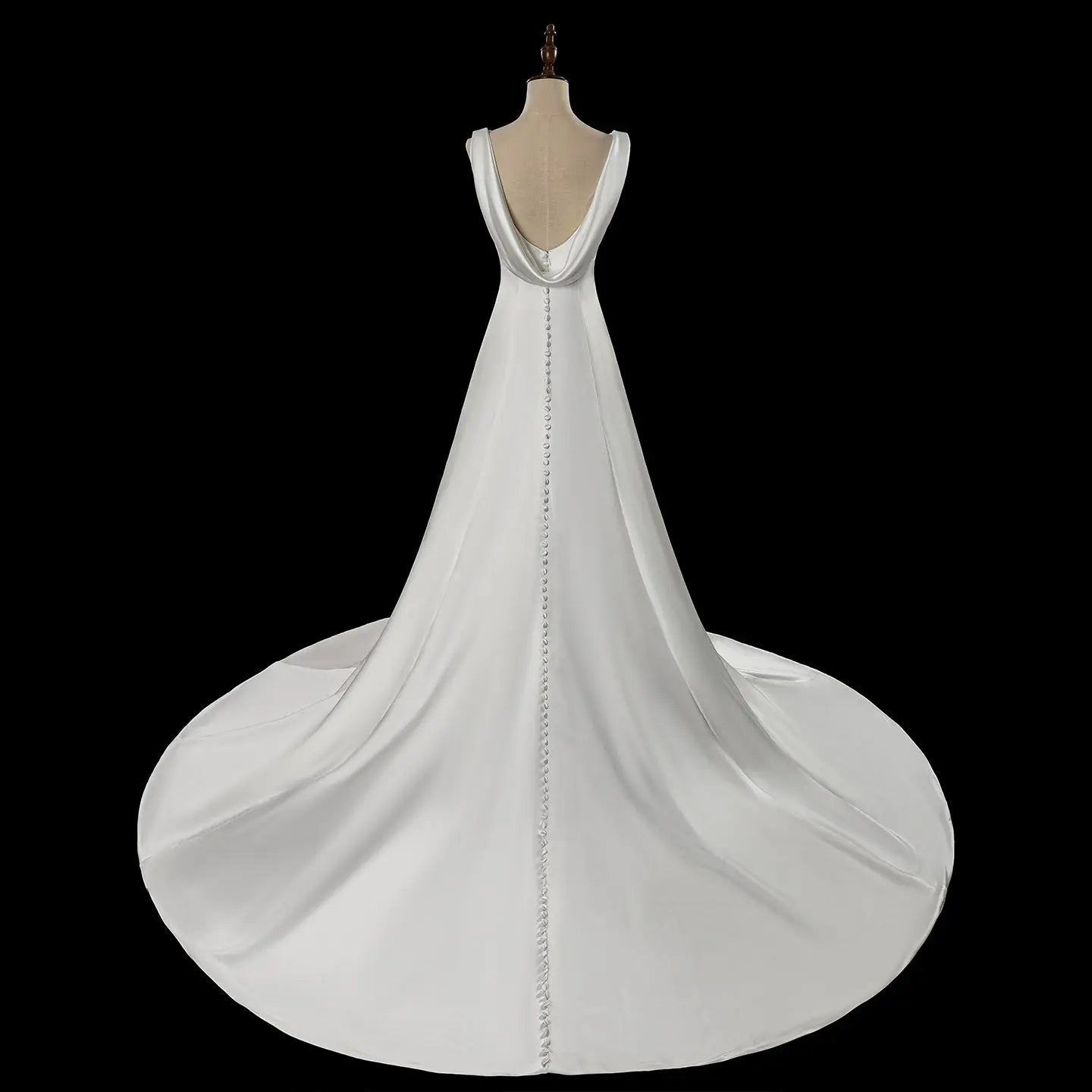 Romantic White Sleeveless Satin Wedding Dress with Low Back SW719