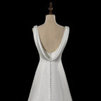 Romantic White Sleeveless Satin Wedding Dress with Low Back SW719