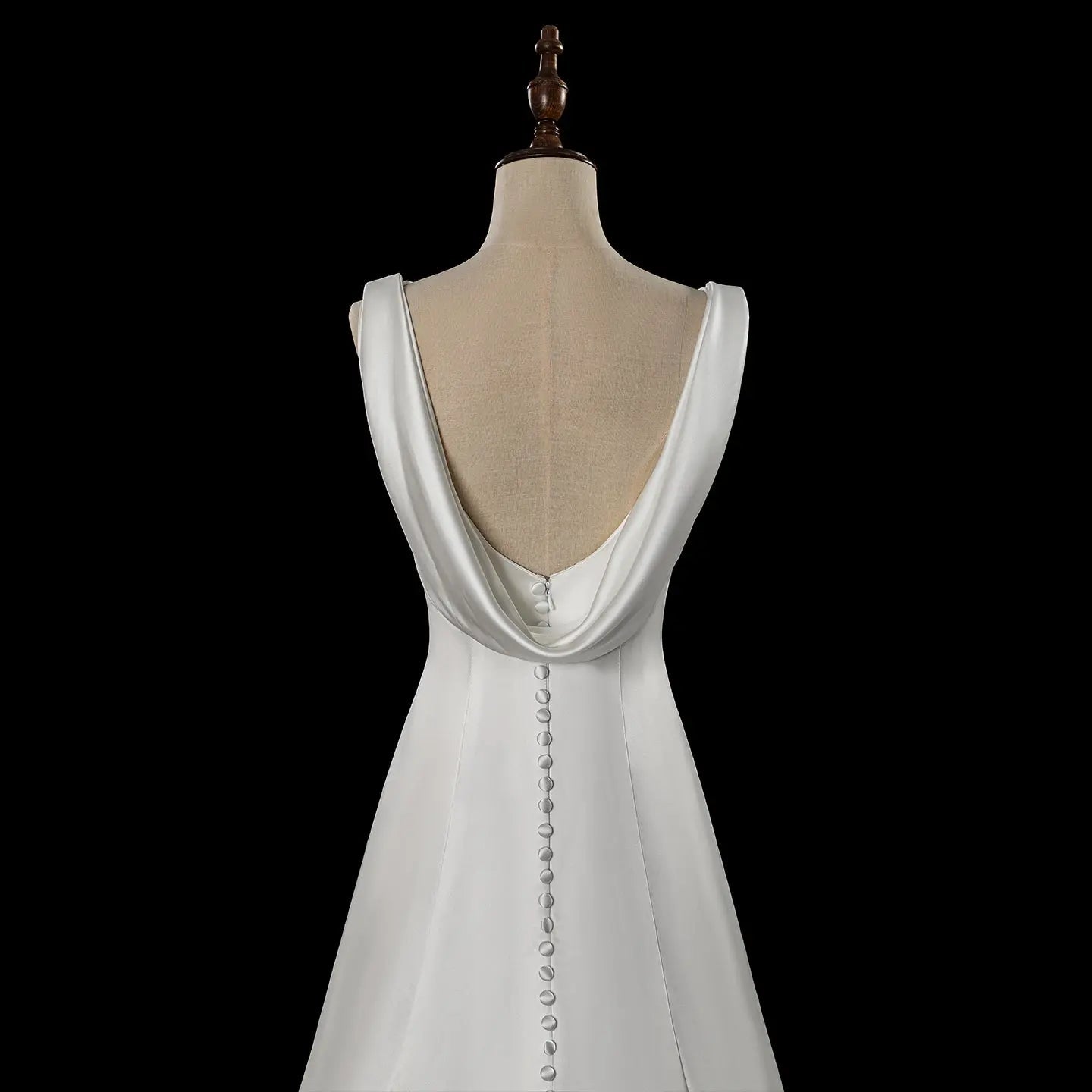 Romantic White Sleeveless Satin Wedding Dress with Low Back SW719