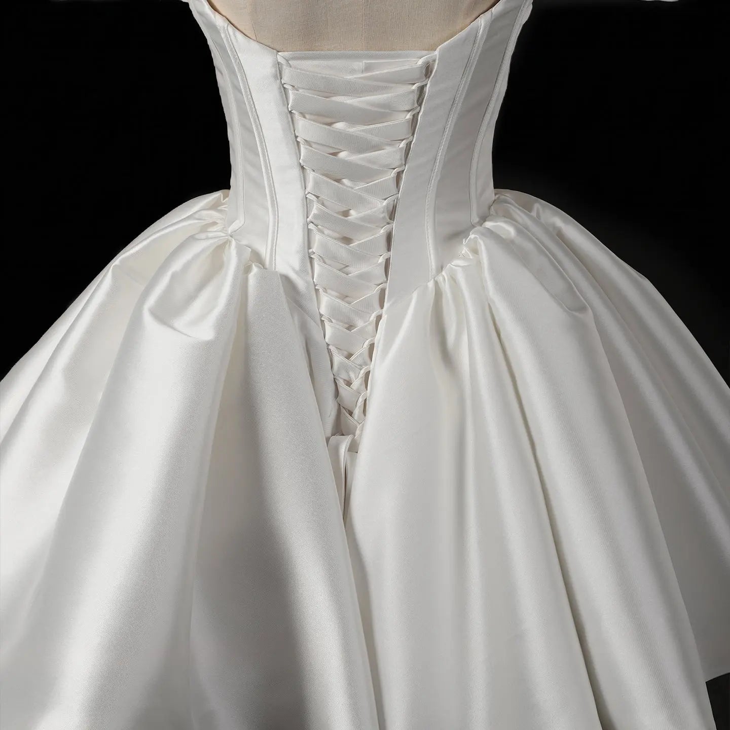 Elegant Lvory Off-the-Shoulder Satin Wedding Dress with Large Bow SW720