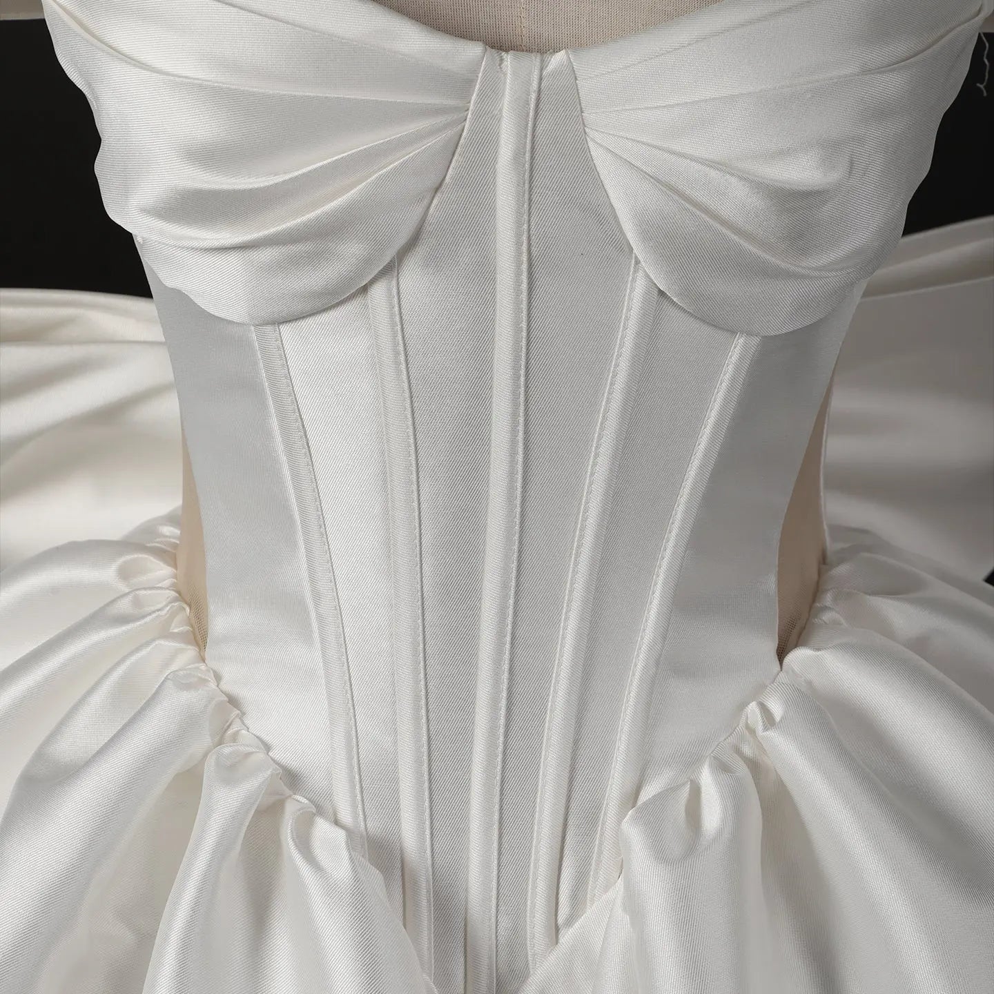 Elegant Lvory Off-the-Shoulder Satin Wedding Dress with Large Bow SW720