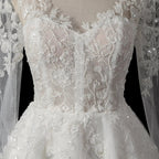 Elegant Off White Long Sleeve Lace Short Wedding Dress SW721