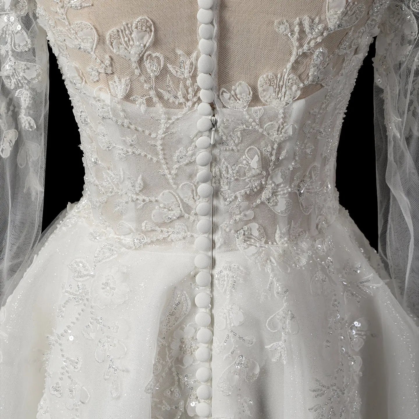 Elegant Off White Long Sleeve Lace Short Wedding Dress SW721