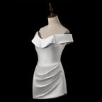 Luxury Lvory Ruched Bodycon Mini Wedding Dress SW724