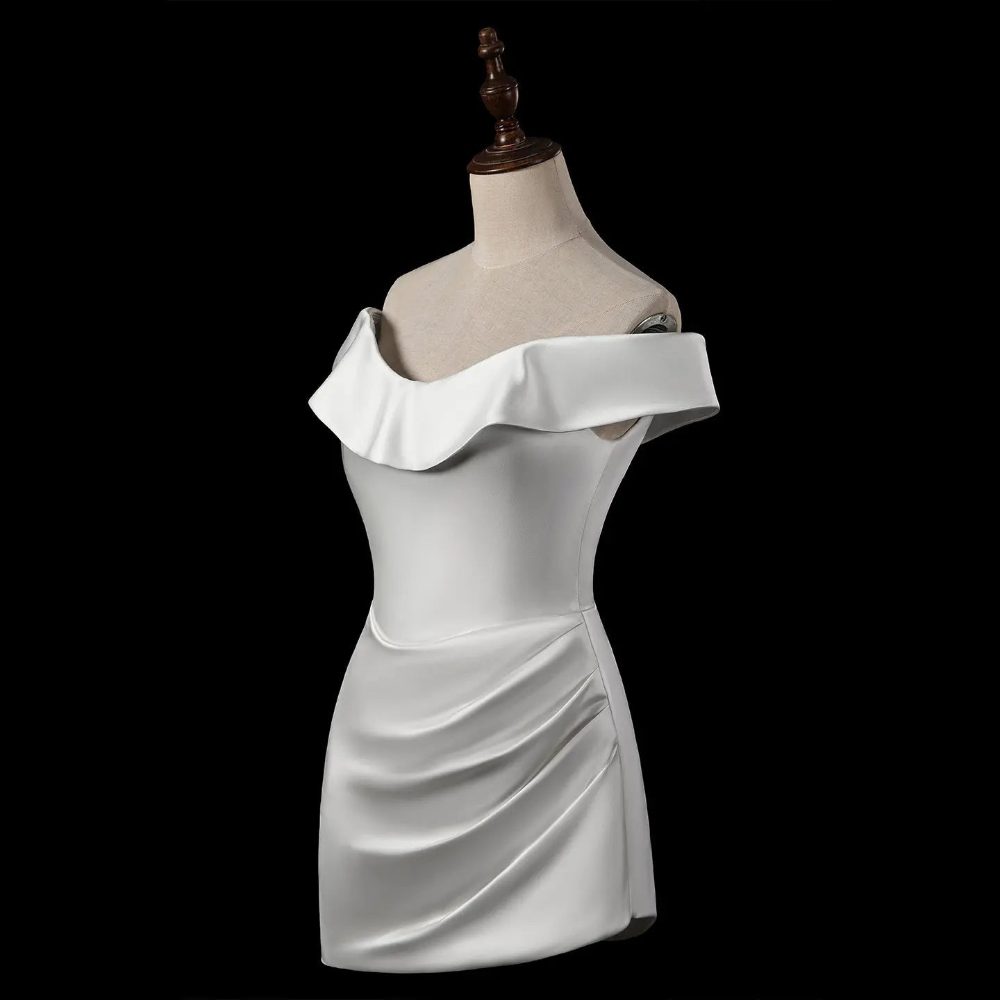 Luxury Lvory Ruched Bodycon Mini Wedding Dress SW724