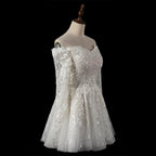 Elegant Off White Off-the-Shoulder Lace Short Wedding Dress SW723