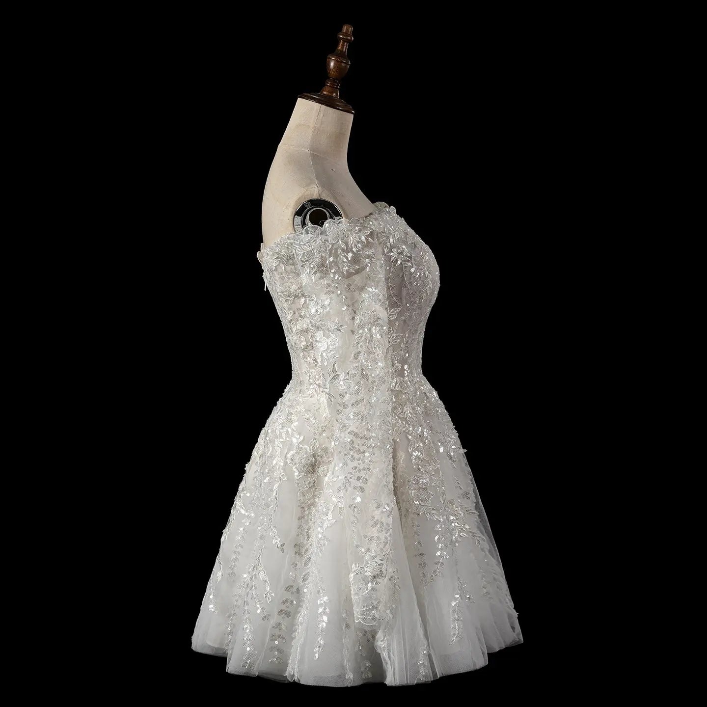 Elegant Off White Off-the-Shoulder Lace Short Wedding Dress SW723