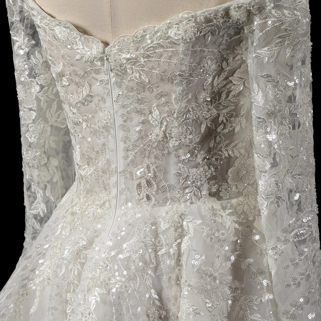 Elegant Off White Off-the-Shoulder Lace Short Wedding Dress SW723