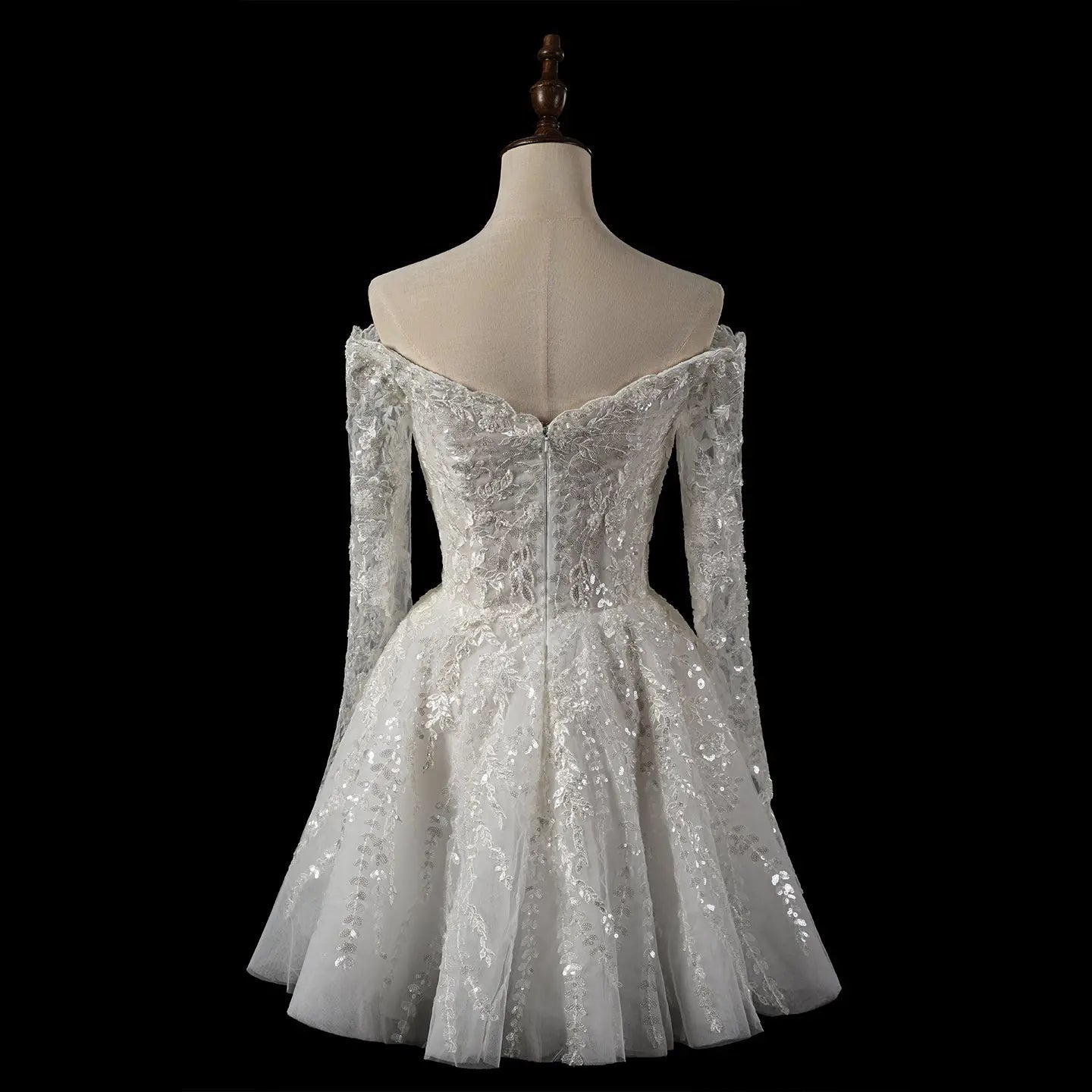 Elegant Off White Off-the-Shoulder Lace Short Wedding Dress SW723