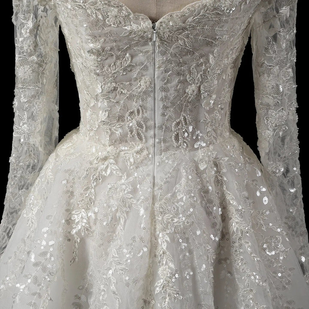 Elegant Off White Off-the-Shoulder Lace Short Wedding Dress SW723
