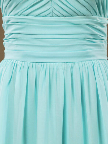 Chiffon Bodenlange Ballkleider A-Linie Neckholder Offener Rücken Falten 