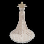 Opulent Ivory Off-the-Shoulder Beaded Lace Tulle Ball Gown Wedding Dress SW177