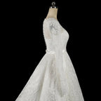 Luxury White Lace Long Sleeve Square Neck Wedding Dress with Veil SW533