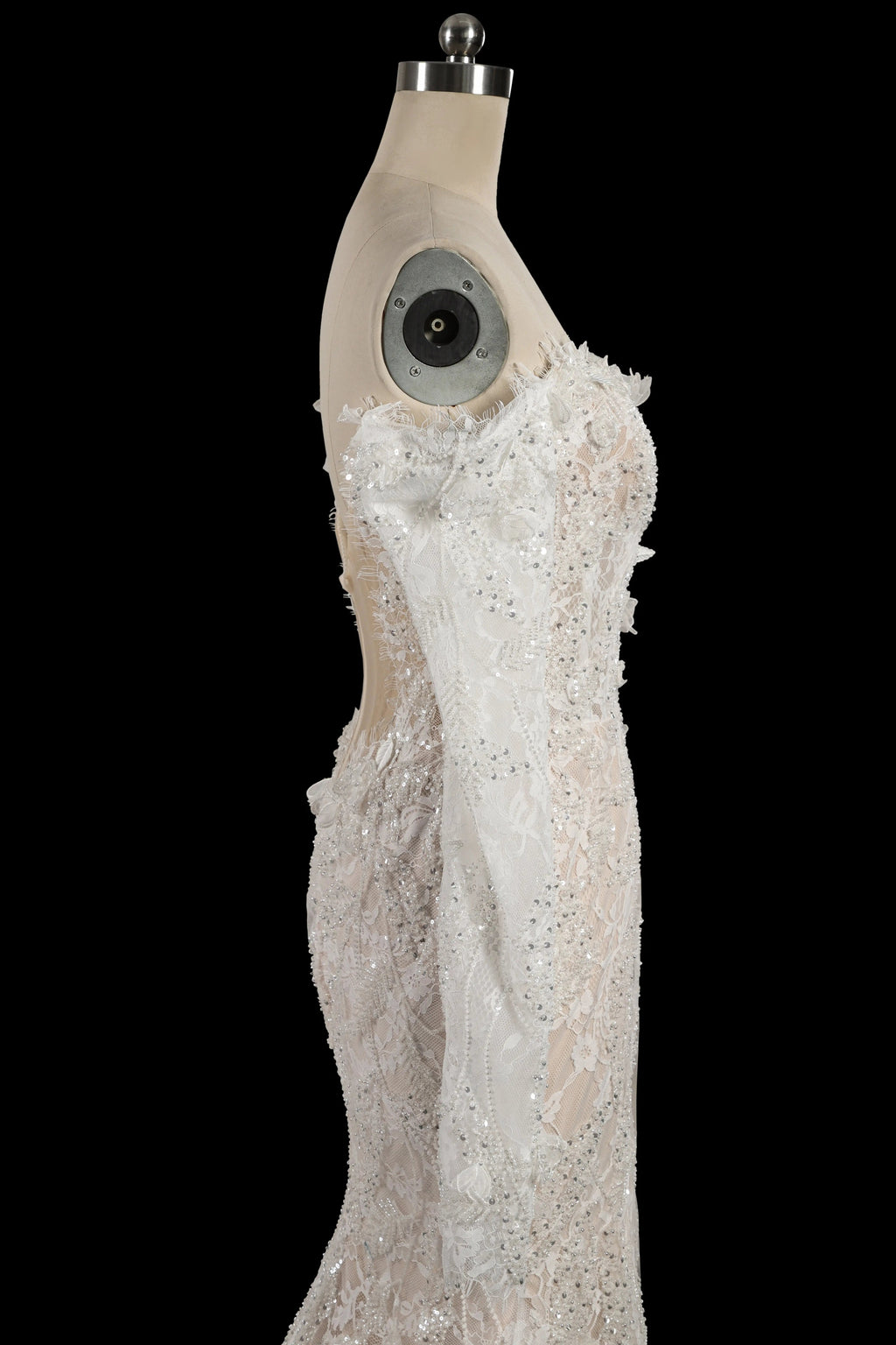 Bohemian Ivory Off-the-Shoulder Sheer Lace Mermaid Wedding Dress with Veil SW176