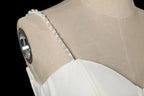 Elegant White Spaghetti Strap Satin Bodice Lace Tulle Wedding Dress with Train SW705