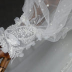 Elegant White V-Neck Long Sleeve Lace-Up Back A-Line Wedding Dress SW716