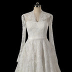 Elegant Printed Lace High Neck Wedding Dress with Train SW537