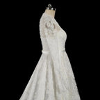 Elegant Printed Lace High Neck Wedding Dress with Train SW537