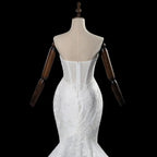 Glamorous White Sweetheart Neckline Mermaid Wedding Dress with Detachable Tulle Sleeves SW712