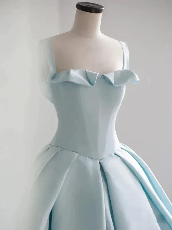 Blue Satin Long Ball Gown , Blue Sweet 16 Dress Y392 by simplepromdress