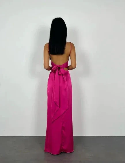 Hot Pink Sexy Sheath Long Prom Dress Backless Evening Gown Y7894 by simplepromdress