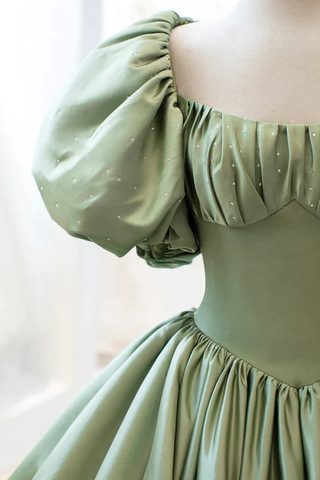 Satin Ballkleid Langes Ballkleid Kurze Ärmel Abendkleid Y4313