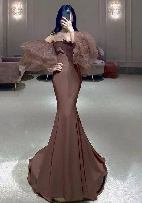Elegant Mermaid Brown Evening Dress Pageant Dress Y7140 by simplepromdress