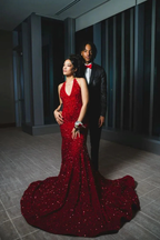 Glitter Red Sequins Mermaid Evening Dress With Train Y5567 by simplepromdress