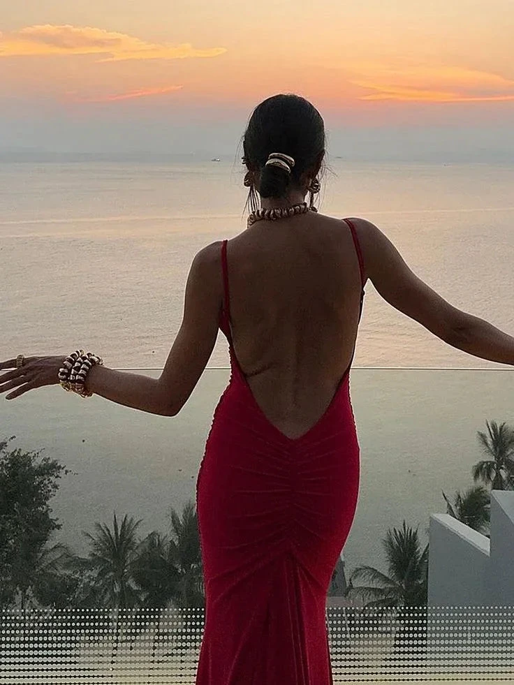 Sexy Backless Red Mermaid Evening Dress Long Prom Dress Y7865 by simplepromdress