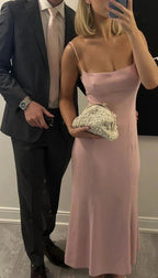 Simple Pink Spaghetti Straps Prom Dress Pink Evening Dress Y7409 by simplepromdress