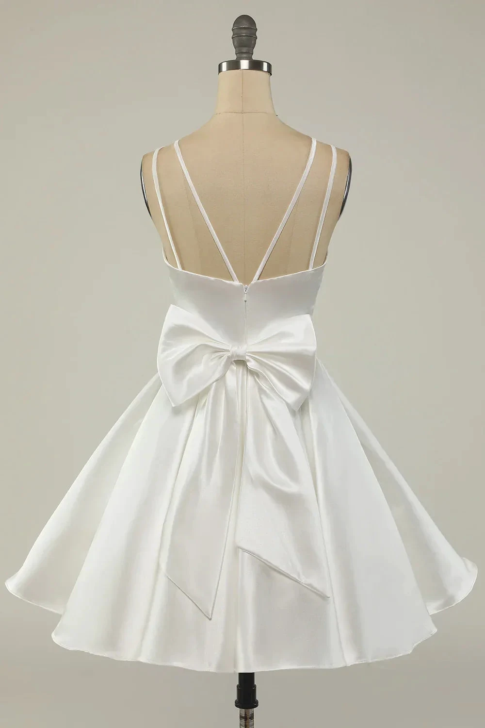 White Satin A-line Graduation Dress White Short Homecoming Dress Y1849 by simplepromdress