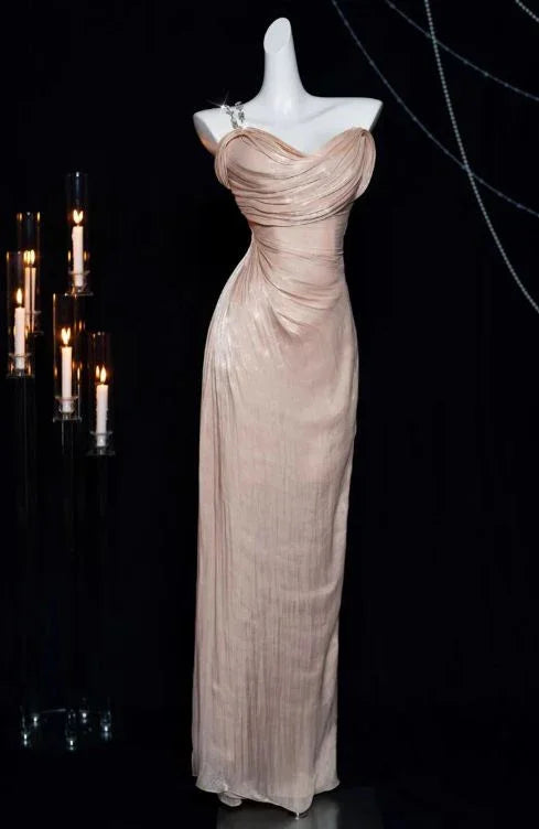 Pretty Pink One Shoulder Sheath Prom Evening Dress Y8199 by simplepromdress