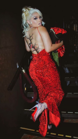 Vestido de noche sexy con lentejuelas rojas, vestido de noche rojo brillante Y2291